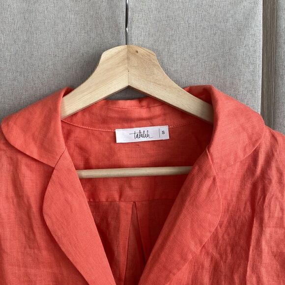 Talulah orange linen button down - Picture 2 of 5